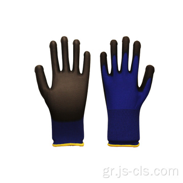 PU σειρά μπλε μαύρο νάιλον γάντια PU